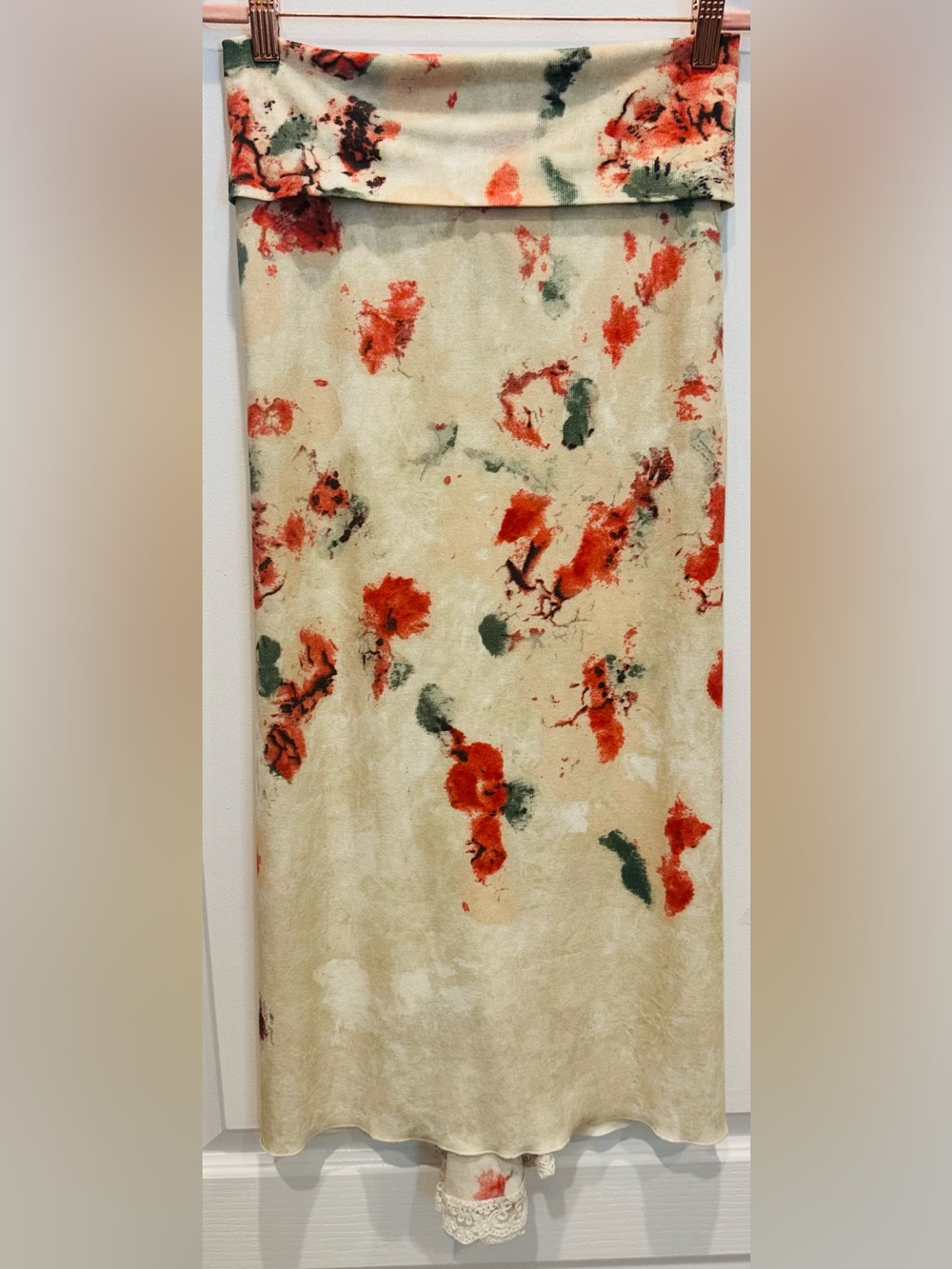 VINTAGE ROBERTA SCARPA Y2K Floral Cotton Blend Midi Skirt US 8/I 42 NWOT